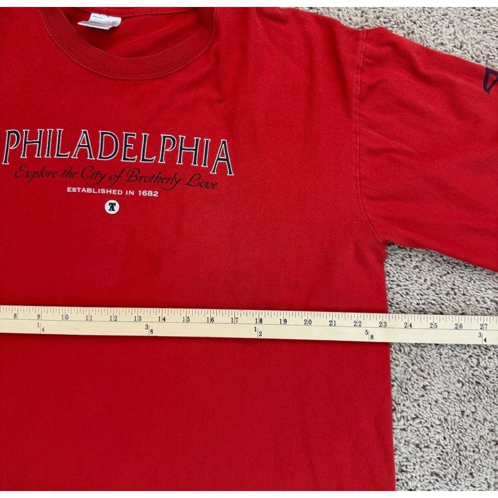 Philadelphia Pennsylvania Long Sleeve Chest Graphic T-Shirt Perrin Mens XL‎ Red - Picture 7 of 10